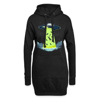 Lustiges Angeln UFO Alien Fischer See Angeln - Hoodie-Kleid - Schwarz - Vorne