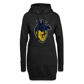 Ich stehe mit dem Herzen der ukrainischen Flagge - Hoodie-Kleid - Schwarz - Vorne