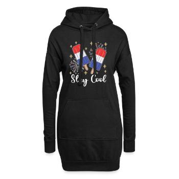 Américain 4 juillet Restez cool pour - Sweat-shirt à capuche long Femme - noir - Devant