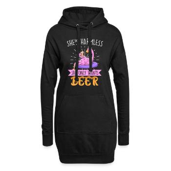 Die tut nix die will nur Bier Flamingo - Hoodie-Kleid - Schwarz - Vorne
