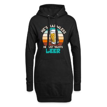 Il ne fait rien, il veut juste boire de la bière Buveur de bière - Sweat-shirt à capuche long Femme - noir - Devant