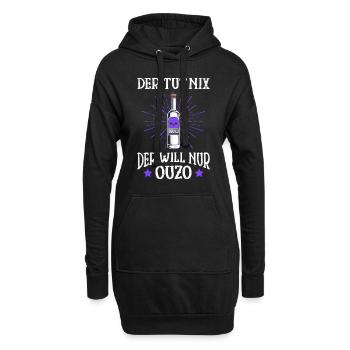 Der will nur Ouzo Trinker Grieche - Hoodie-Kleid - Schwarz - Vorne