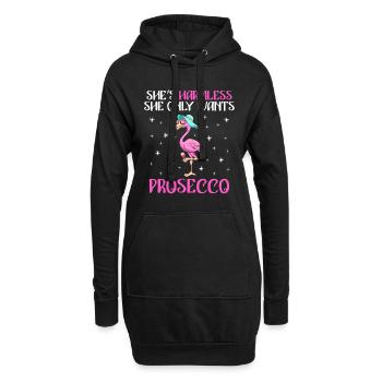 Damen Feiern Party Die will nur Prosecco - Hoodie-Kleid - Schwarz - Vorne
