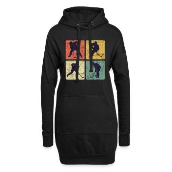 Vintage Eishockey Hockey Spieler - Hoodie-Kleid - Schwarz - Vorne