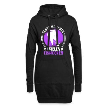 Echte Mädchen spielen Eishockey Damen - Hoodie-Kleid - Schwarz - Vorne