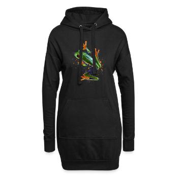 Grenouille arboricole aux yeux rouges Aquarelle Frog Keeper Frog Fan - Sweat-shirt à capuche long Femme - noir - Devant