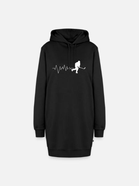 Eishockey Hockey Spieler Herzschlag - Hoodie-Kleid - Schwarz