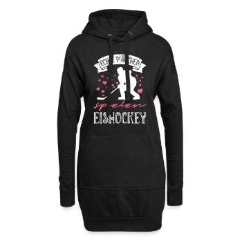 Echte Mädchen spielen Eishockey - Hoodie-Kleid - Schwarz - Vorne