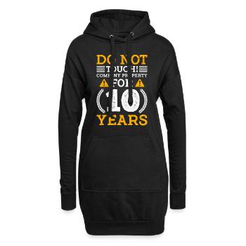 10 ans de service anniversaire 10 ans de travail - Sweat-shirt à capuche long Femme - noir - Devant
