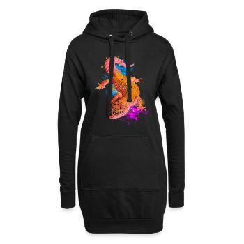 Leopardgecko Aquarell Reptilienhalter - Hoodie-Kleid - Schwarz - Vorne
