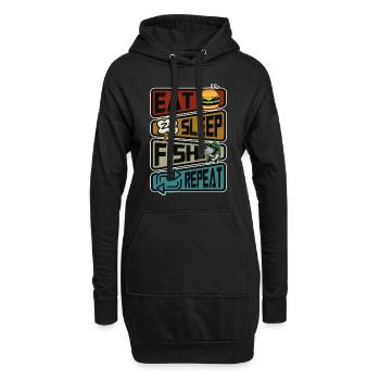 Drôle de pêche Manger Dormir Poisson Répéter La pêche - Sweat-shirt à capuche long Femme - noir - Devant