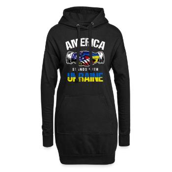 L’Amérique se tient avec l’Ukraine Drapeau ukrainien des États-Unis - Sweat-shirt à capuche long Femme - noir - Devant