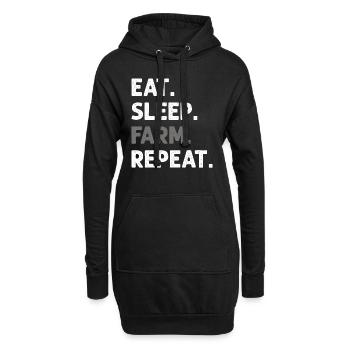 Eat Sleep Farm Wiederholen Sie lustigen landwirtschaftlichen Bauern - Hoodie-Kleid - Schwarz - Vorne