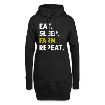Eat Sleep Farm Wiederholen Sie lustigen landwirtschaftlichen Bauern - Hoodie-Kleid - Schwarz - Vorne