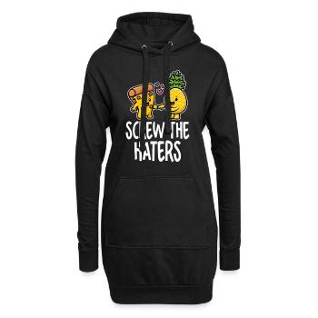 Screw The Haters Lustige Ananas Pizza Liebhaber - Hoodie-Kleid - Schwarz - Vorne