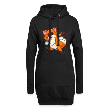 Dabbing Fuchs Kinder - Hoodie-Kleid - Schwarz - Vorne