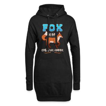 Le renard est mon Animal Fuchs - Sweat-shirt à capuche long Femme - noir - Devant