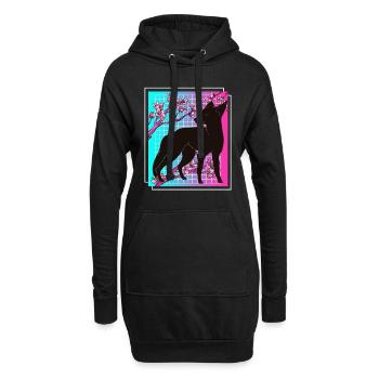 Kiteune japanischer Fuchs - Hoodie-Kleid - Schwarz - Vorne