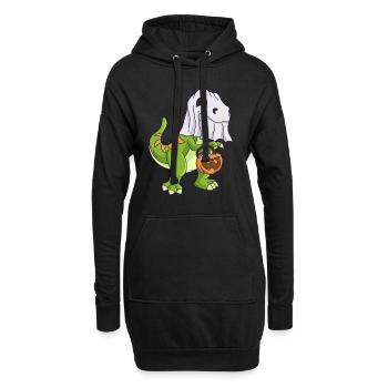 Dinosaur Halloween Ghost - Hoodie Dress - black - Front