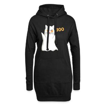 BOO Katze Halloween Gespenst - Hoodie-Kleid - Schwarz - Vorne