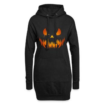Masque de citrouille effrayant Halloween - Sweat-shirt à capuche long Femme - noir - Devant