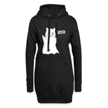BOO Katze Halloween Gespenst - Hoodie-Kleid - Schwarz - Vorne