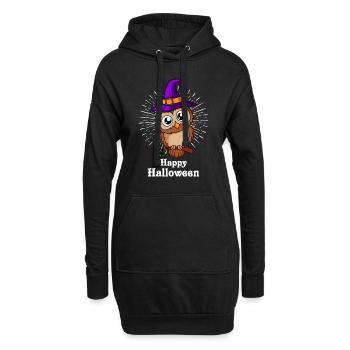 Happy Eule Halloween - Hoodie-Kleid - Schwarz - Vorne
