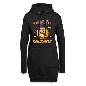Owloween Happy Eulen Halloween - Hoodie-Kleid - Schwarz - Vorne