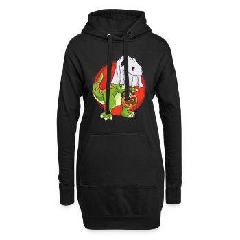 Dinosaur Halloween Ghost - Hoodie Dress - black - Front