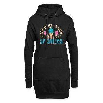 Das Leben Ist Besser Mit Sprinkles Ice Cream Lover - Hoodie-Kleid - Schwarz - Vorne