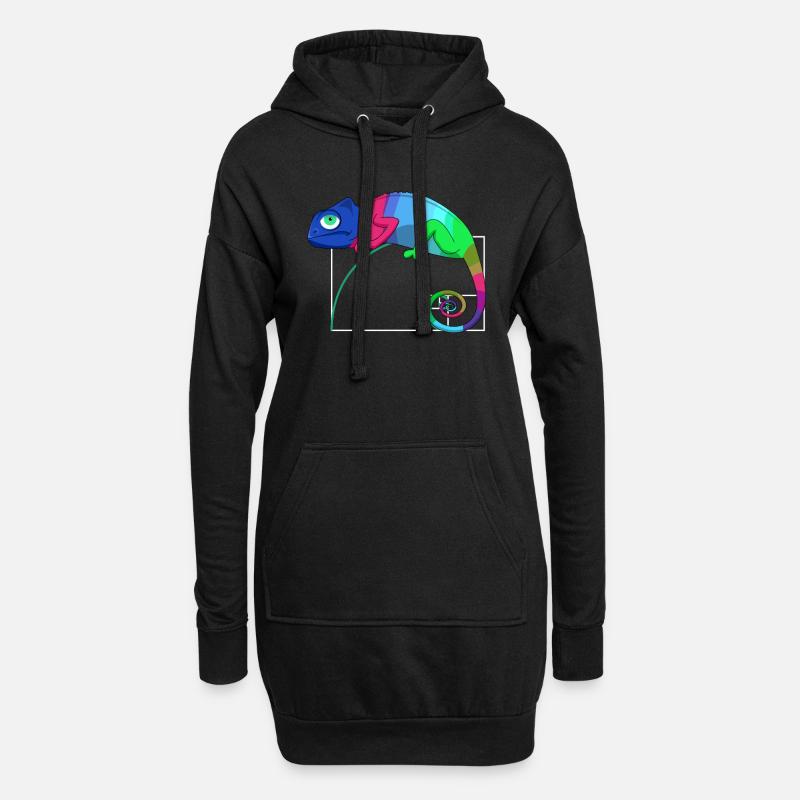 Fibonacci Tag Goldenes Ratio Mathe Chamäleon - Hoodie-Kleid - Schwarz