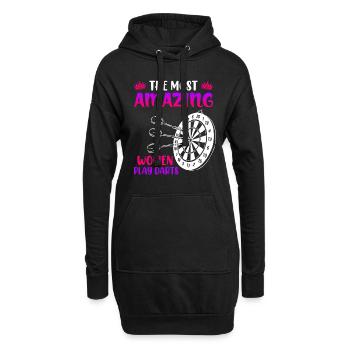 Frauen Darts Damen Dart Pfeile Zubehör Dart - Hoodie-Kleid - Schwarz - Vorne