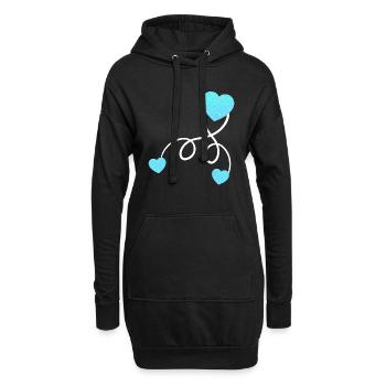 Schwanger Baby Liebe schwanger mit Zwillingen - Hoodie-Kleid - Schwarz - Vorne