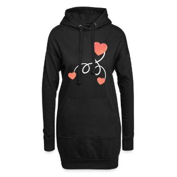 Schwanger Baby Liebe schwanger mit Zwillingen - Hoodie-Kleid - Schwarz - Vorne