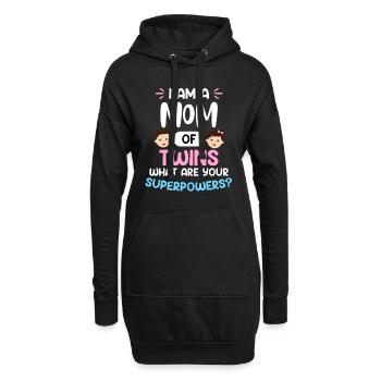 Zwillingsmama Mutter von Zwillingen Super Mama - Hoodie-Kleid - Schwarz - Vorne
