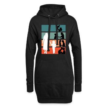 Mère pour la vie Famille Les enfants grandissent maman - Sweat-shirt à capuche long Femme - noir - Devant