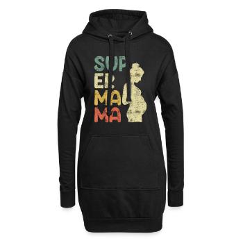 Super Mama schwanger Beste Mutter Kind - Hoodie-Kleid - Schwarz - Vorne