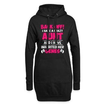Attention j’ai les gènes de ma tante folle - Sweat-shirt à capuche long Femme - noir - Devant