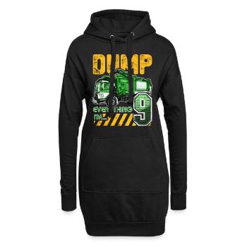 Müllwagen 9. Geburtstag 9 Jahre alter Geburtstag - Hoodie-Kleid - Schwarz - Vorne