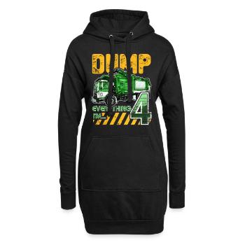 Müllwagen 4. Geburtstag 4 Jahre Alter Geburtstag - Hoodie-Kleid - Schwarz - Vorne
