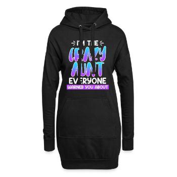 Attention Famille Je suis la tante folle - Sweat-shirt à capuche long Femme - noir - Devant