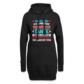 Finger weg! Habe eine verrückte Tante coole Tante - Hoodie-Kleid - Schwarz - Vorne
