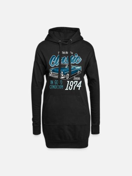 Je ne suis pas vieux Je suis une voiture classique vintage née en 1974 - Sweat-shirt à capuche long Femme - noir
