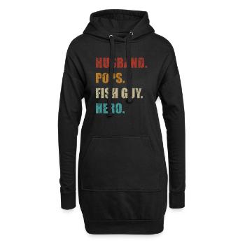Rétro Poissonnier Aquariophile Fête des Pères - Sweat-shirt à capuche long Femme - noir - Devant