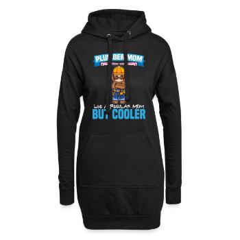 Maman plombière comme une maman régulière mais plus cool - Sweat-shirt à capuche long Femme - noir - Devant