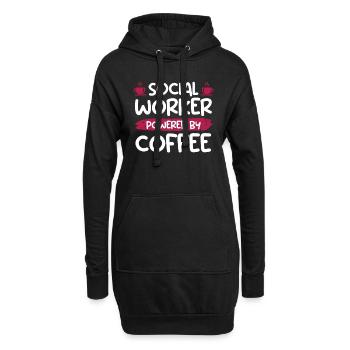 Angetrieben mit Kaffee Tasse Sozialarbeiter - Hoodie-Kleid - Schwarz - Vorne