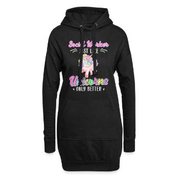 Wie Einhörner nur besser Sozialarbeiterin - Hoodie-Kleid - Schwarz - Vorne