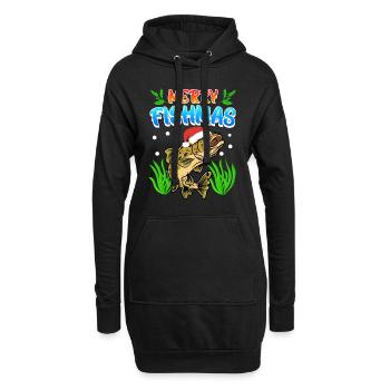 Trout Angler Joyeux Fishmas Angler Noël - Sweat-shirt à capuche long Femme - noir - Devant