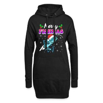 Joyeux pêcheur Angler Ange de Noël - Sweat-shirt à capuche long Femme - noir - Devant