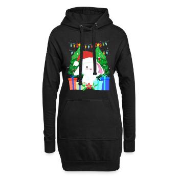Niedlicher Haase Tannenbaum Weihnachten - Hoodie-Kleid - Schwarz - Vorne